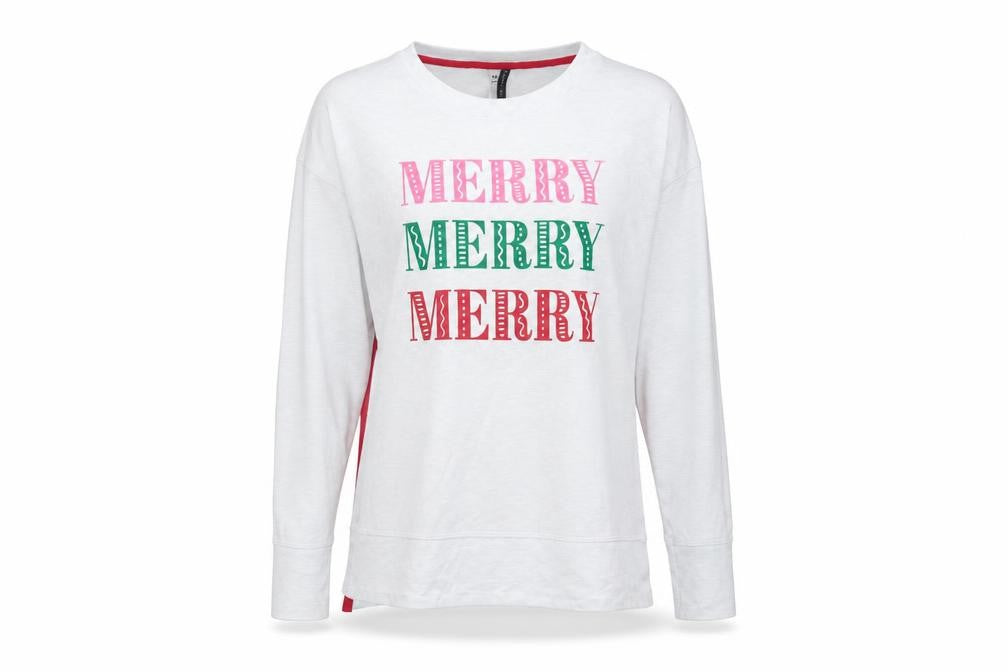 Jaclyn Intimates Womens Grey Polyester Basic T-Shirt Size M Round Neck - Merry Merry Merry