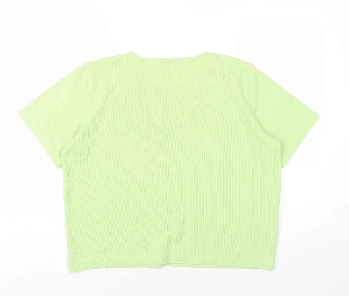 Bonmarché Womens Green Polyester Basic T-Shirt Size L Round Neck