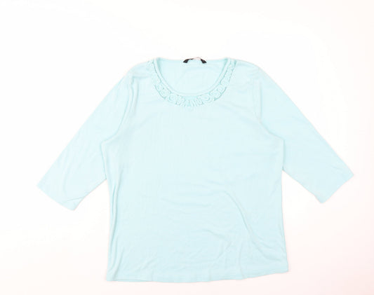 Bonmarché Womens Blue Polyester Basic T-Shirt Size L Round Neck