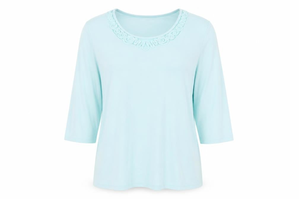 Bonmarché Womens Blue Polyester Basic T-Shirt Size L Round Neck