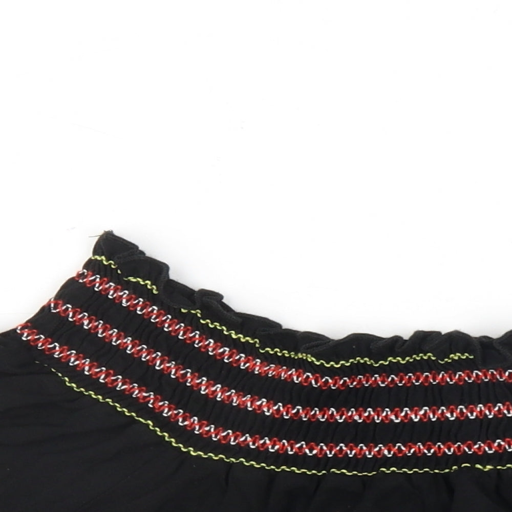 Lipsy Womens Black Viscose Basic T-Shirt Size 10 Off the Shoulder