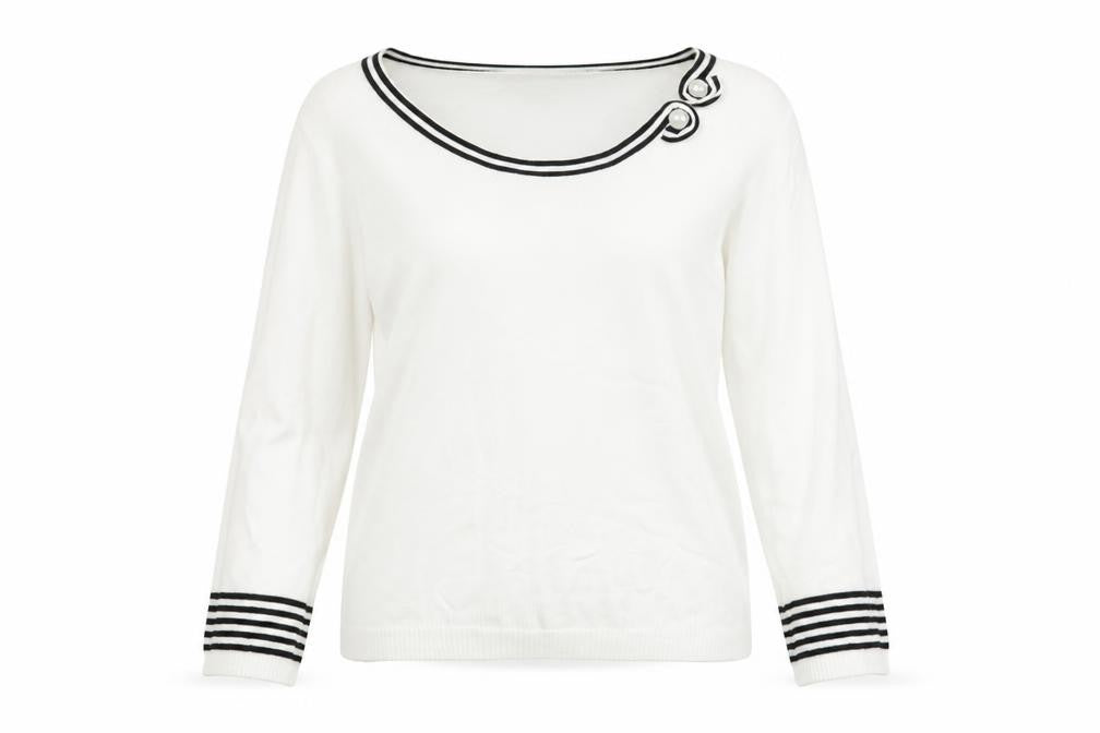 Sarah Hamilton Womens Ivory Scoop Neck Viscose Pullover Jumper Size M