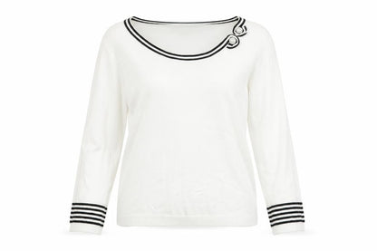 Sarah Hamilton Womens Ivory Scoop Neck Viscose Pullover Jumper Size M