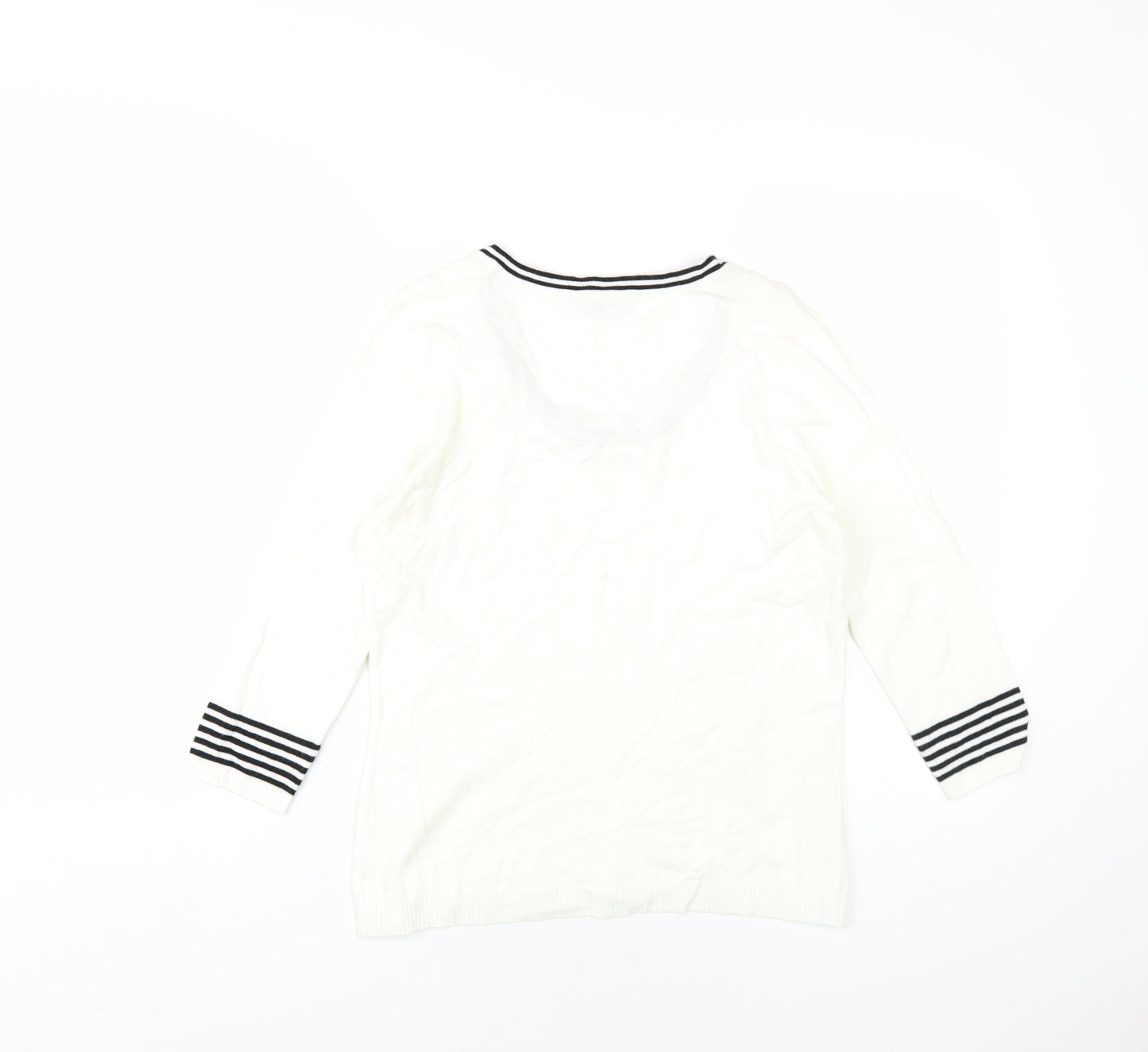 Sarah Hamilton Womens Ivory Scoop Neck Viscose Pullover Jumper Size M