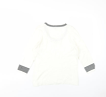 Sarah Hamilton Womens Ivory Scoop Neck Viscose Pullover Jumper Size M