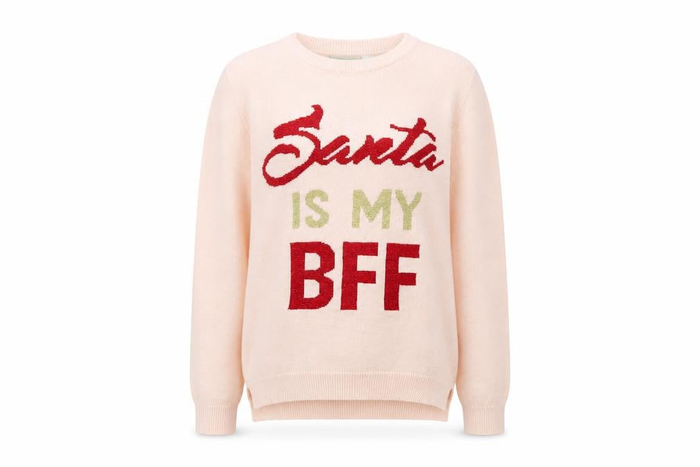 pepperts! Girls Pink Round Neck Acrylic Pullover Jumper Size 10-11 Years Pullover - Santa is my BFF