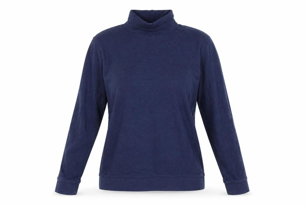 Kin Womens Blue Cotton Basic T-Shirt Size S Roll Neck
