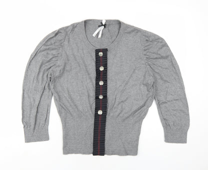 Next Womens Grey Round Neck Cotton Pullover Jumper Size 16