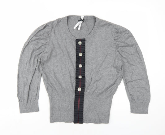 NEXT Womens Grey Round Neck Cotton Pullover Jumper Size 16
