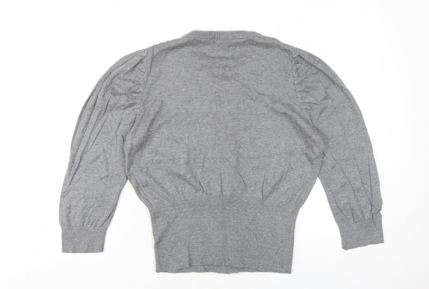 NEXT Womens Grey Round Neck Cotton Pullover Jumper Size 16