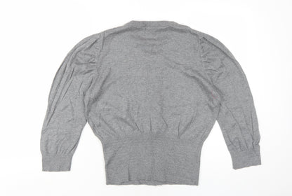 Next Womens Grey Round Neck Cotton Pullover Jumper Size 16