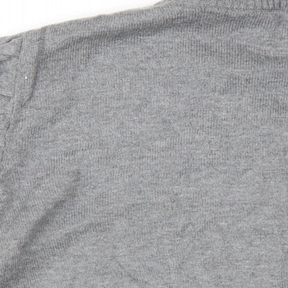 Next Womens Grey Round Neck Cotton Pullover Jumper Size 16