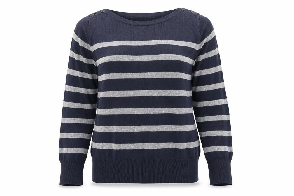 NEXT Womens Blue Round Neck Striped Cotton Pullover Jumper Size 10