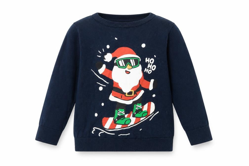 H&M Boys Blue Crew Neck Cotton Pullover Jumper Size 2-3 Years Pullover - Ho Ho Ho Santa