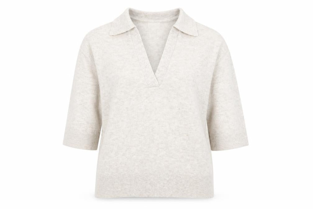 H&M Womens Beige V-Neck Polyester Pullover Jumper Size XS