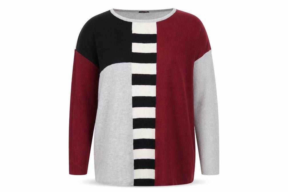 Izabel London Womens Multicoloured Round Neck Geometric Polyester Pullover Jumper Size 12
