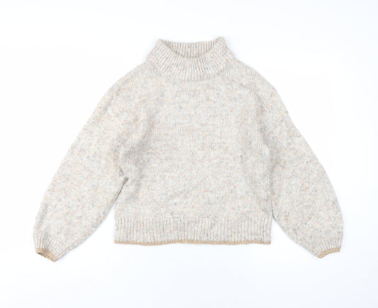 Dorothy Perkins Womens Beige Mock Neck Acrylic Pullover Jumper Size 8