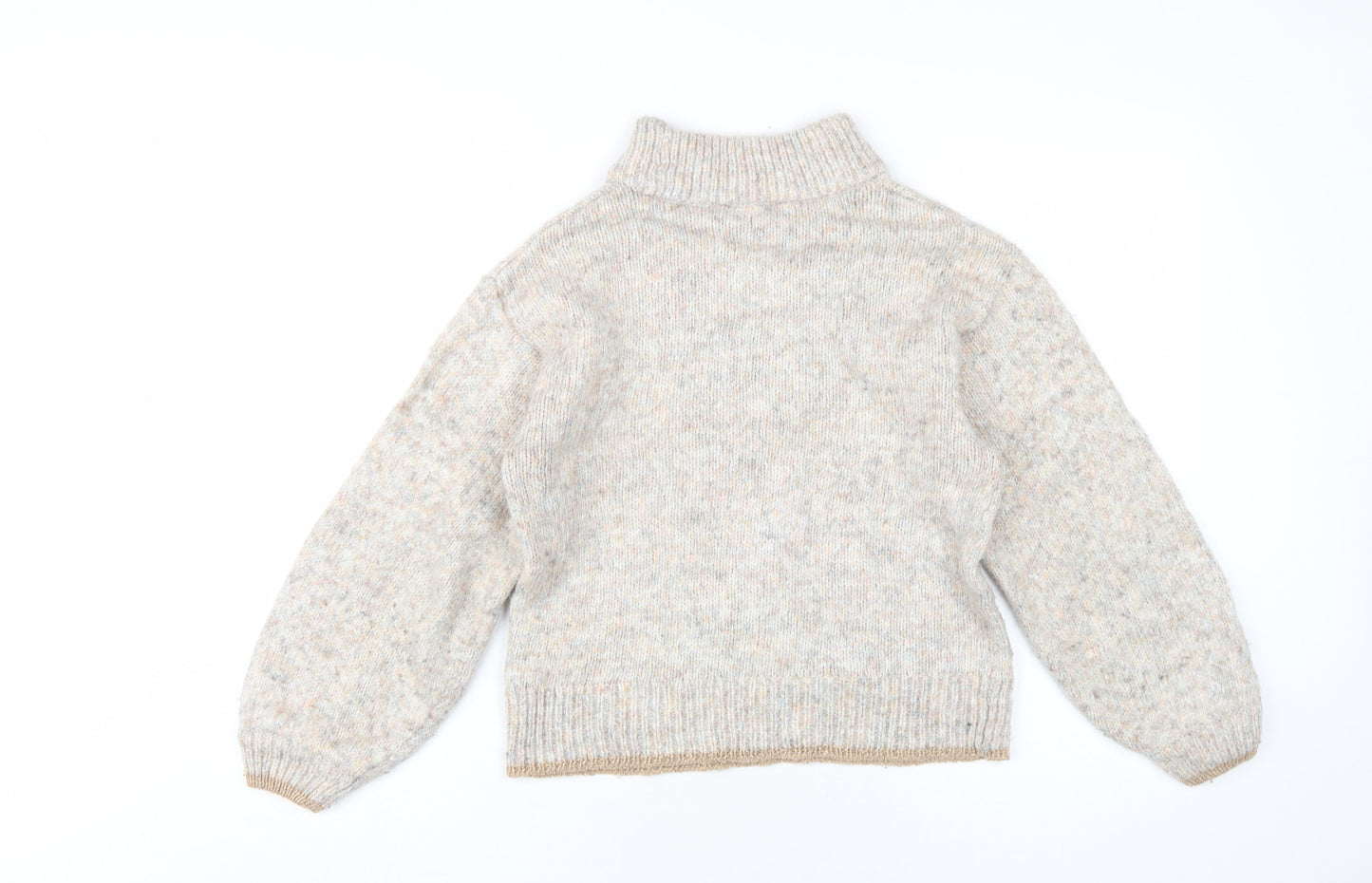 Dorothy Perkins Womens Beige Mock Neck Acrylic Pullover Jumper Size 8