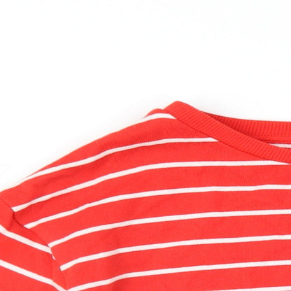 Marks & Spencer Girls Red Striped Polyester Pullover Sweatshirt Size 9-10 Years Pullover