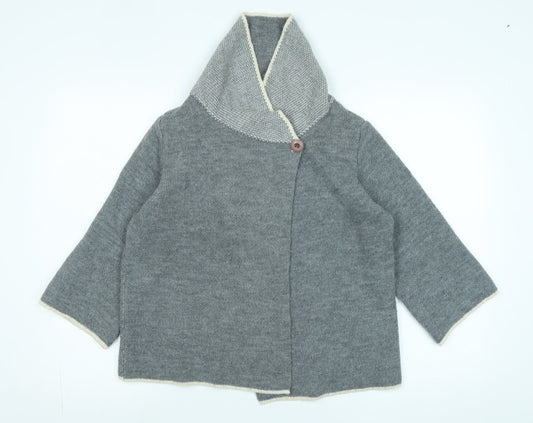 Yida Womens Grey Collared Acrylic Cardigan Jumper Size S - Logo