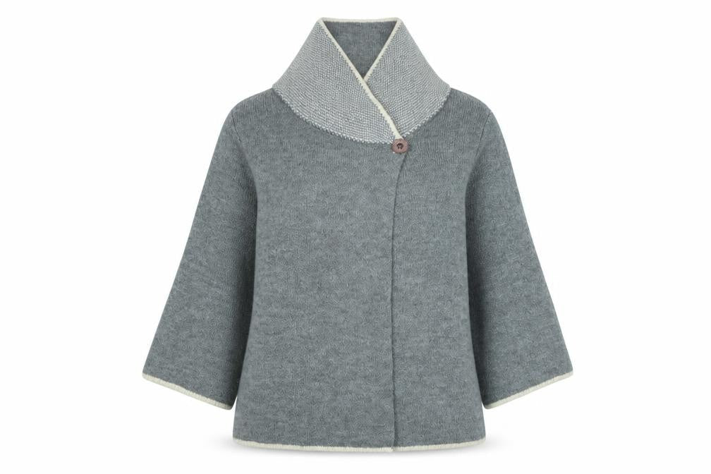 Yida Womens Grey Collared Acrylic Cardigan Jumper Size S - Logo