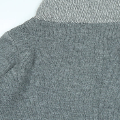Yida Womens Grey Collared Acrylic Cardigan Jumper Size S - Logo