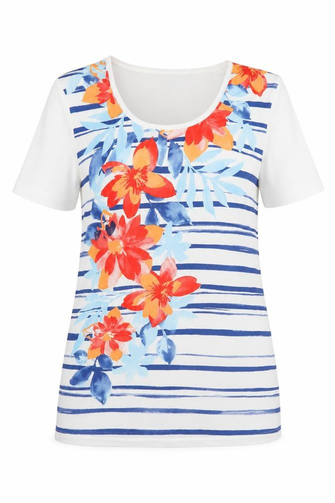 DASH Womens White Cotton Basic T-Shirt Size 10 Scoop Neck - Logo