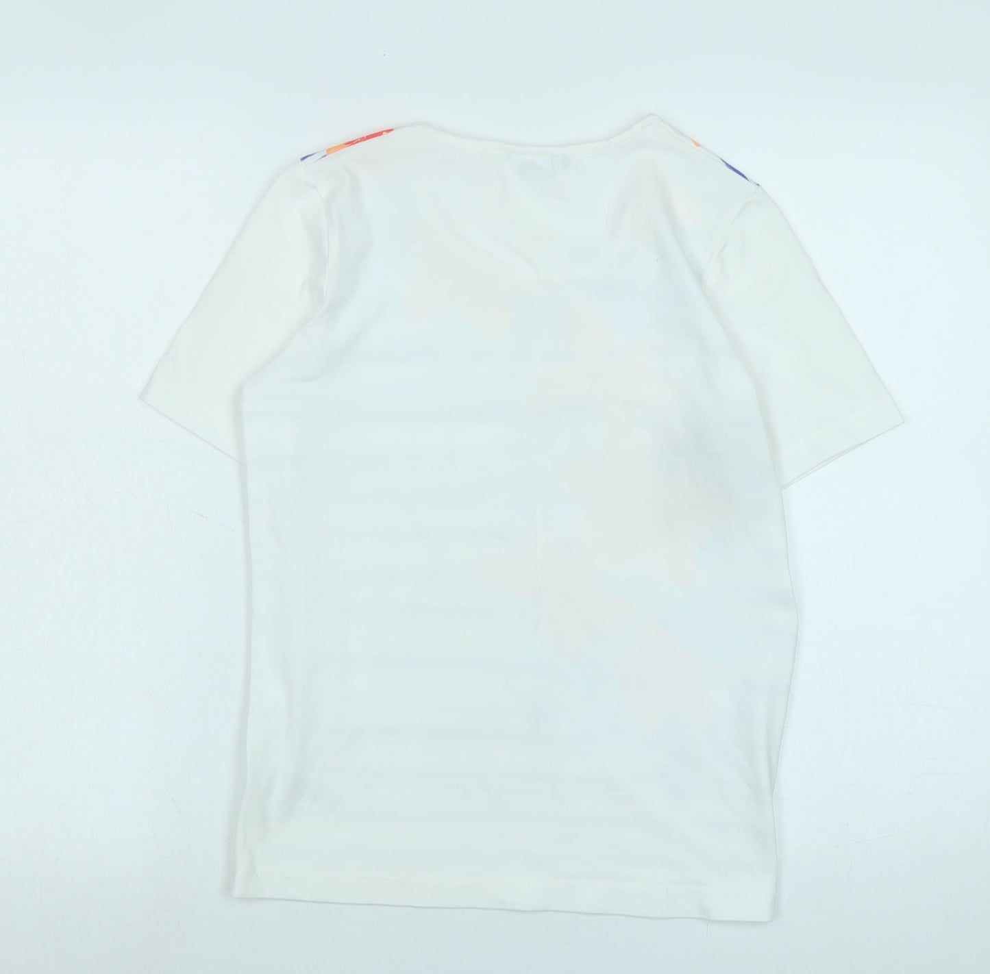 DASH Womens White Cotton Basic T-Shirt Size 10 Scoop Neck - Logo
