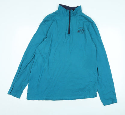 Additional front view of Atlas for women women’s blue cotton pullover sweatshirt, size L, - logo