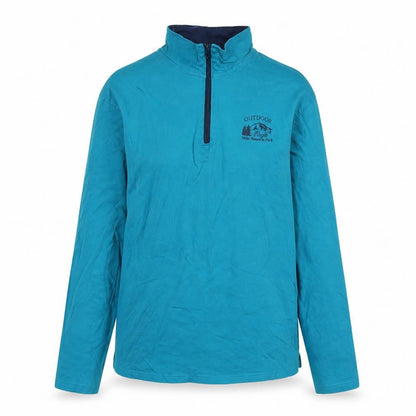 Front view of Atlas for women women’s blue cotton pullover sweatshirt, size L, - logo