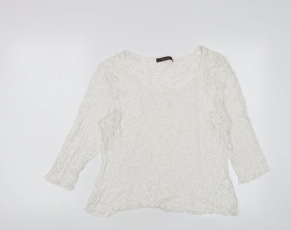 Additional front view of Savoir women’s white polyamide basic blouse, size UK 16, boat neck
