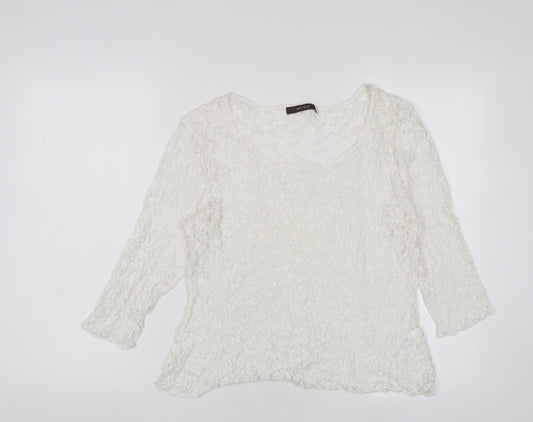 Savoir Womens White Polyamide Basic Blouse Size 16 Boat Neck
