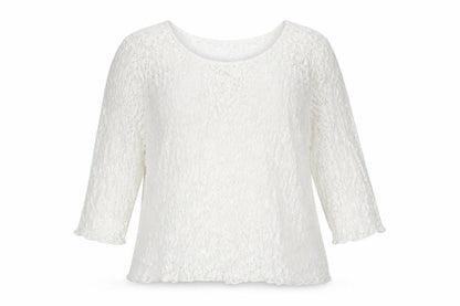 Front view of Savoir women’s white polyamide basic blouse, size UK 16, boat neck