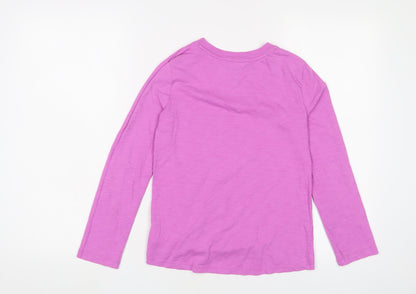 Back view of Gap girls’ pink cotton basic t-shirt, size 10-11, years crew neck pullover - tie front