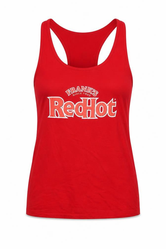 Franks's RedHot Womens Red Cotton Basic Tank Size L Scoop Neck