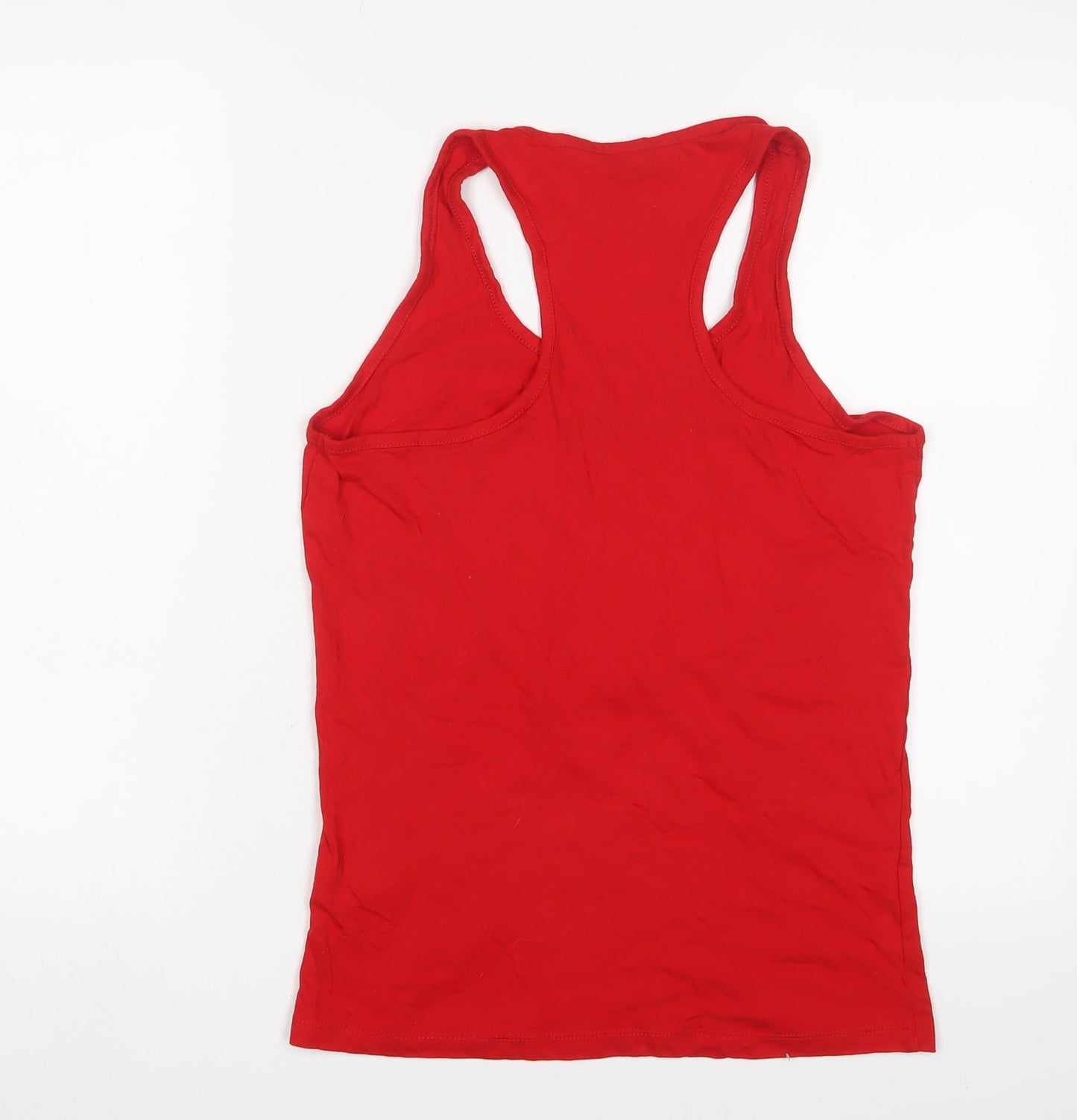 Franks's RedHot Womens Red Cotton Basic Tank Size L Scoop Neck