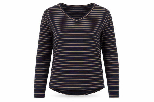 Sonoma Womens Blue Striped Cotton Basic T-Shirt Size S V-Neck