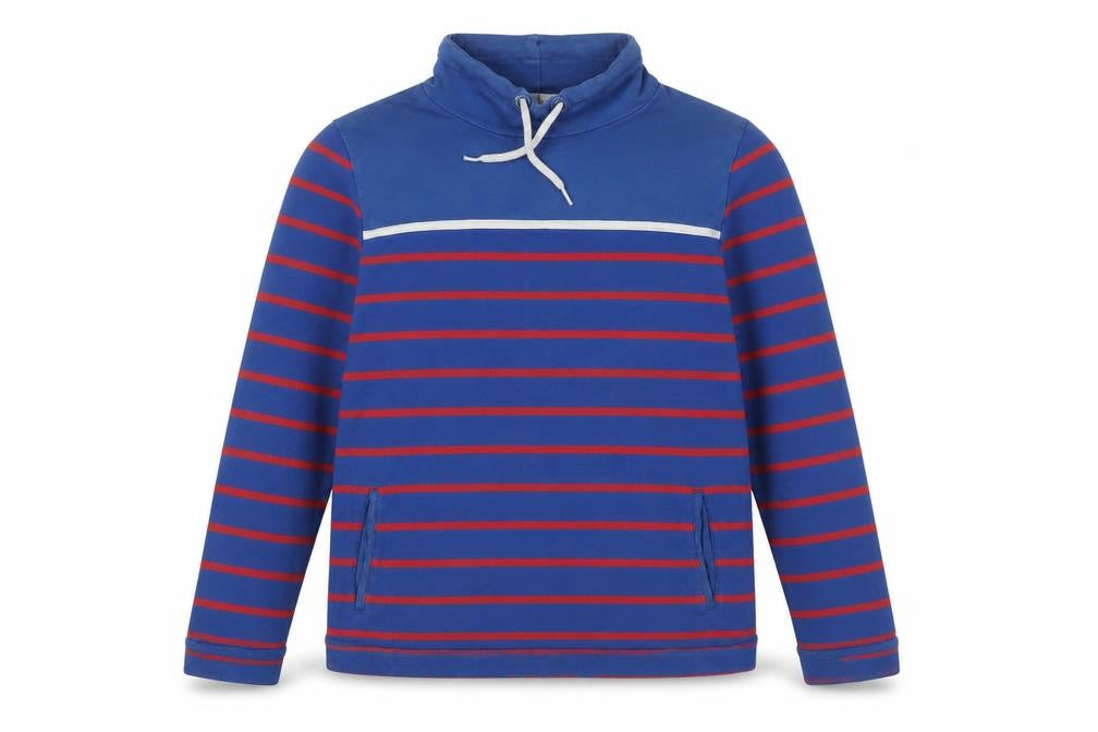 Equestrian Womens Blue Striped Cotton Pullover Sweatshirt Size 10 Pullover