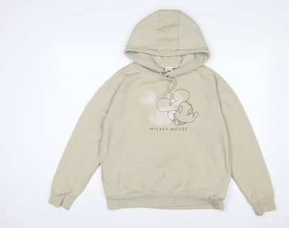 Preloved Disney Womens Beige Cotton Pullover Hoodie Size S Pullover - Mickey Mouse - Front
