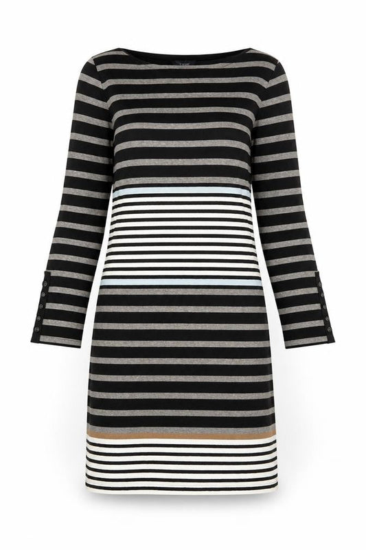 Hatley Womens Black Striped Cotton Shift Size XS Boat Neck Pullover