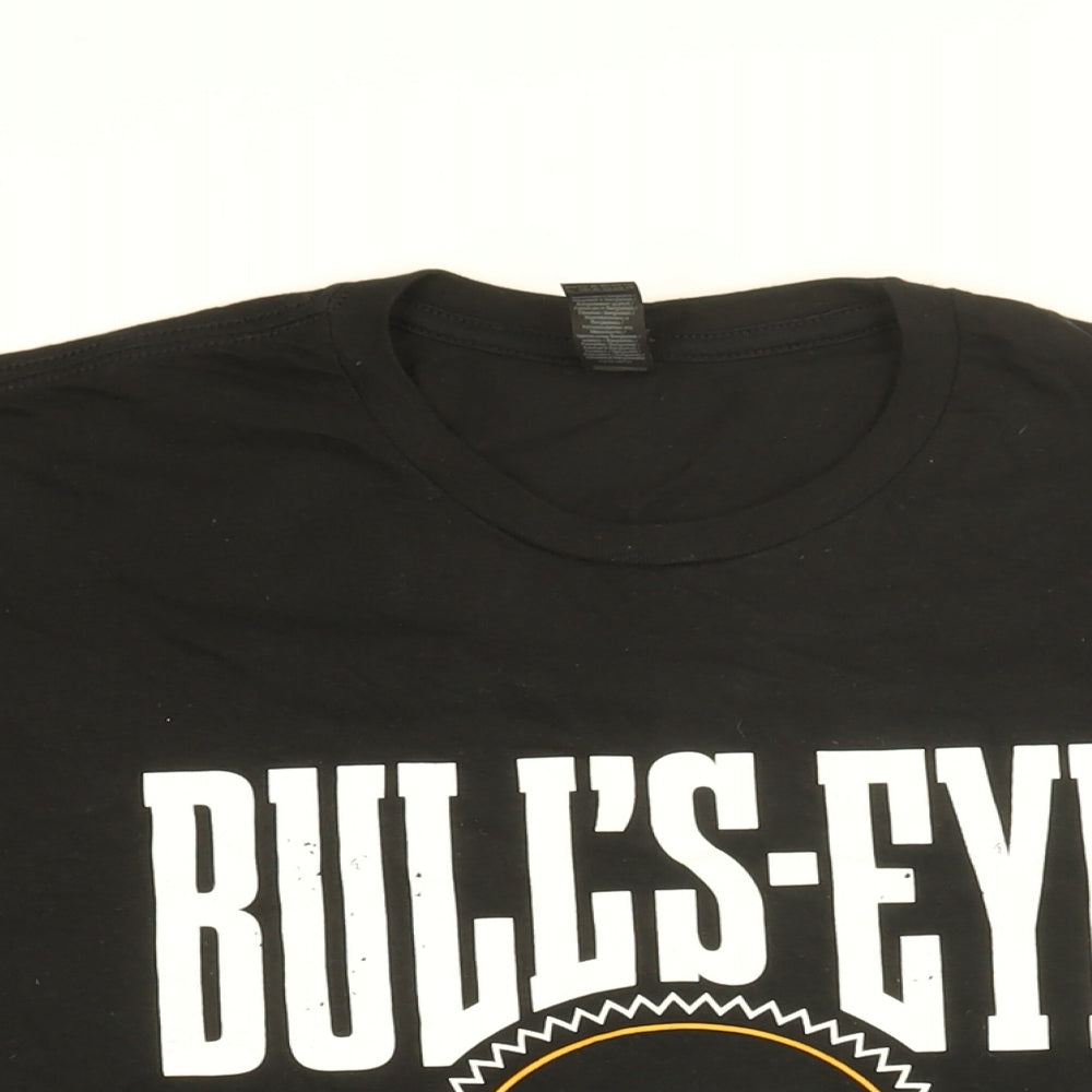 Gildan Mens Black Cotton T-Shirt Size L Round Neck - Bulls Eye, Wing Fest