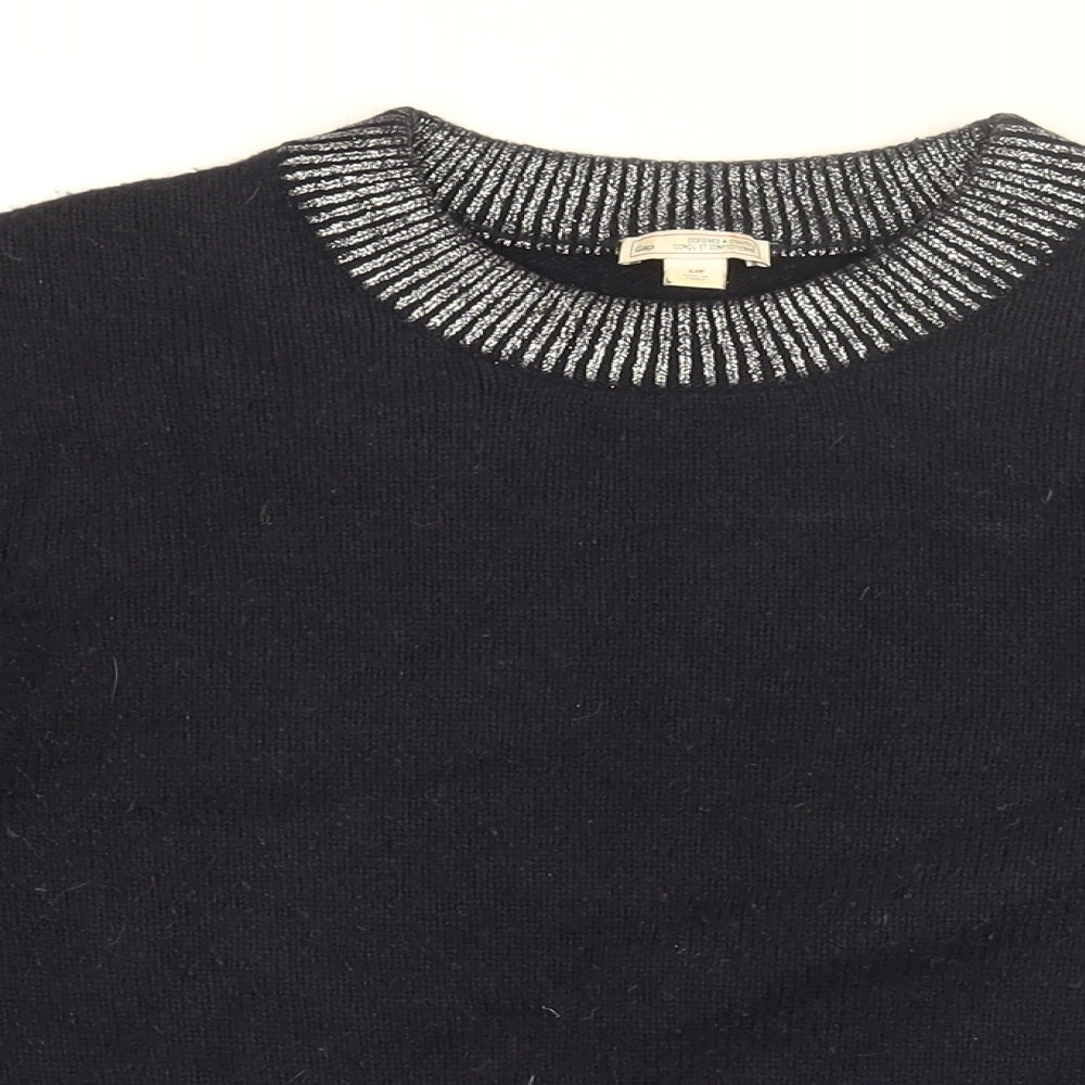 Gap Womens Blue Round Neck Acrylic Pullover Jumper Size S