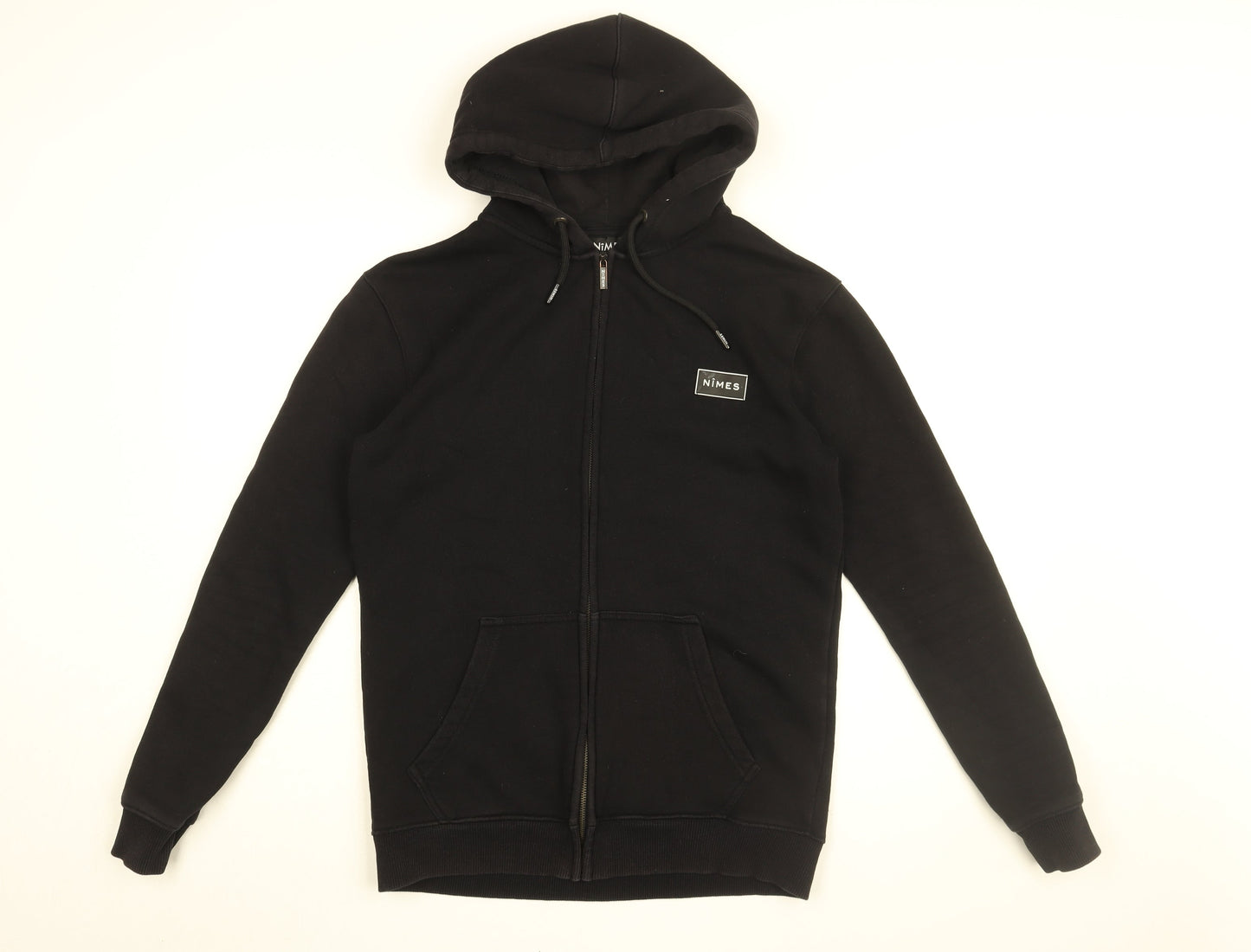Nimes Mens Black Cotton Full Zip Hoodie Size S