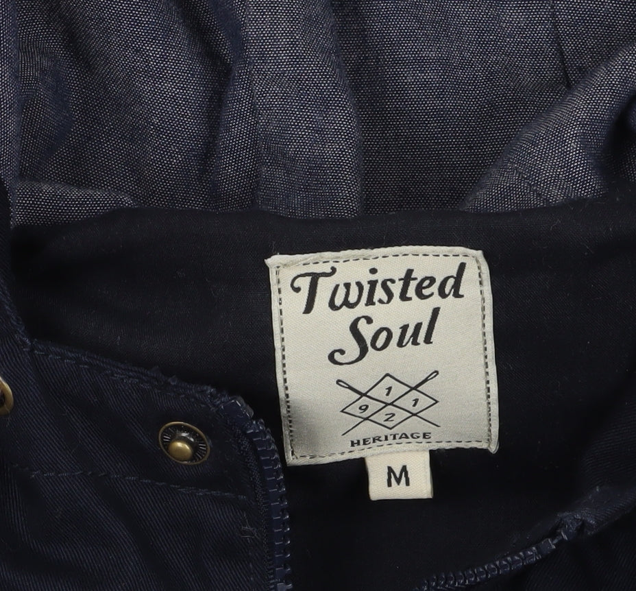 Twisted Soul Black Hooded Duffel Jacket M