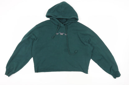 Additional front view of Hollister Green Embroidered Pullover Hoodie Medium