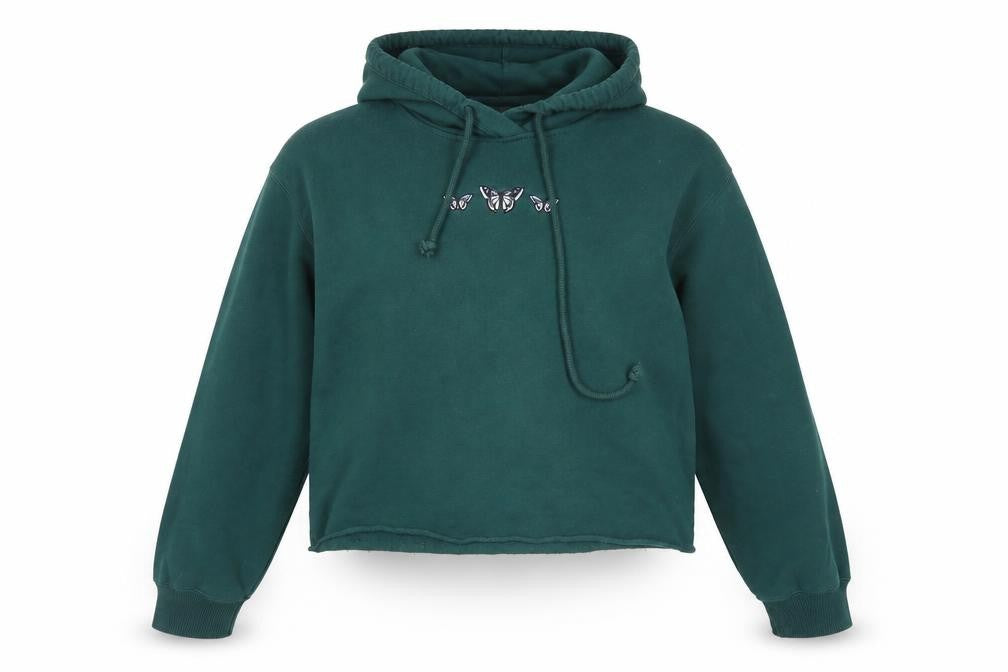 Hollister Green Embroidered Pullover Hoodie Medium