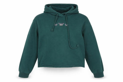 Front view of Hollister Green Embroidered Pullover Hoodie Medium