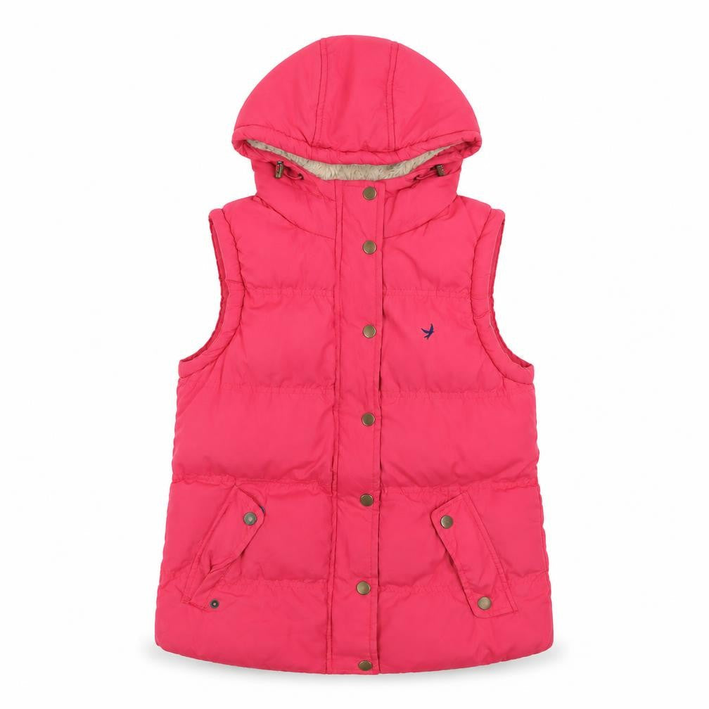 Denim & Co. Pink Hooded Puffer Gilet Size 8