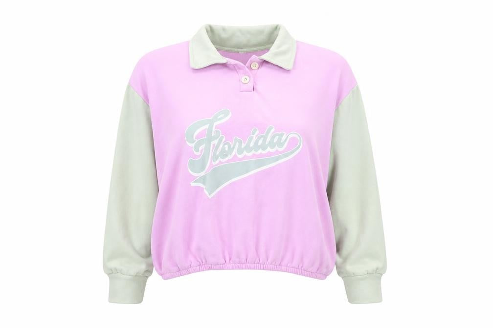 ONLY Purple Henley Sweatshirt M - Logo Casual Style