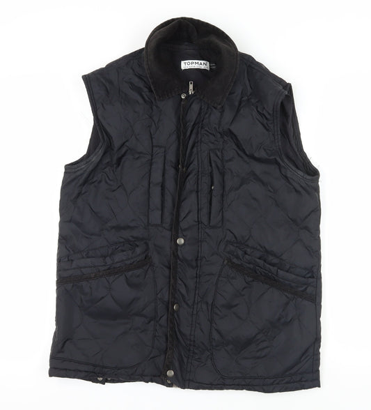 Topman Black Quilted Waistcoat M - Casual Classic Style